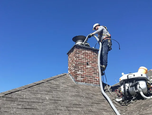 Dedicated Kissimmee Chimney Sweep team member cleaning a chimney in Kissimmee, FL