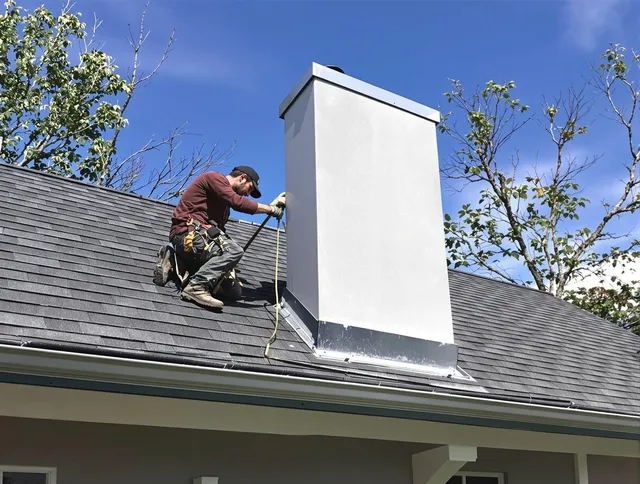 Kissimmee Chimney Sweep team member finishing chimney construction in Kissimmee, FL