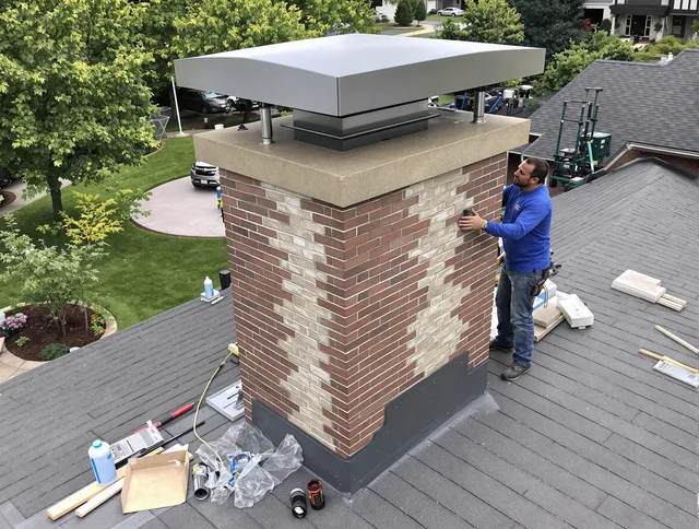 Kissimmee Chimney Sweep team working on a custom chimney remodel in Kissimmee, FL