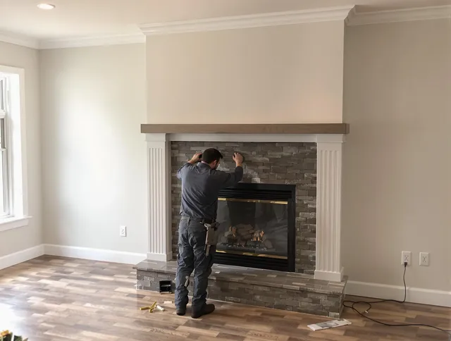 Kissimmee Chimney Sweep finishing a custom fireplace install in Kissimmee, FL